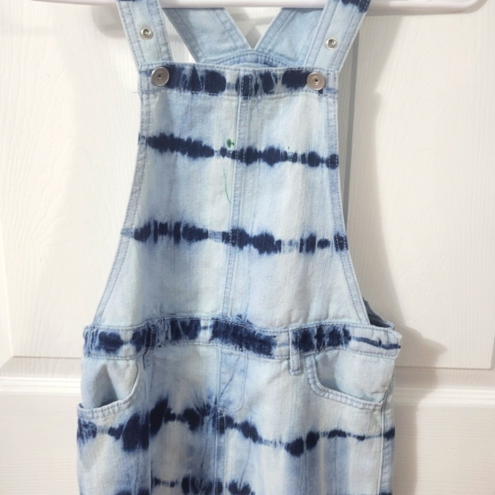 Blue stripe tie dye dress overalls